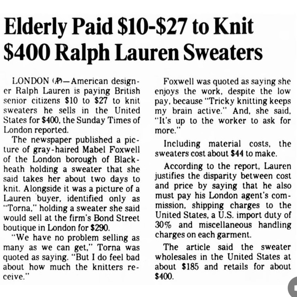 Vintage Ralph Lauren Hand-Knit Puff Sleeve Wool Sweater | Girls MG Red - Picture 2 of 3